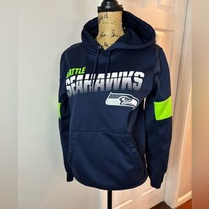 NFL Seattle Seahawks Navy and Neon Green Hoodie Nike dry fit S